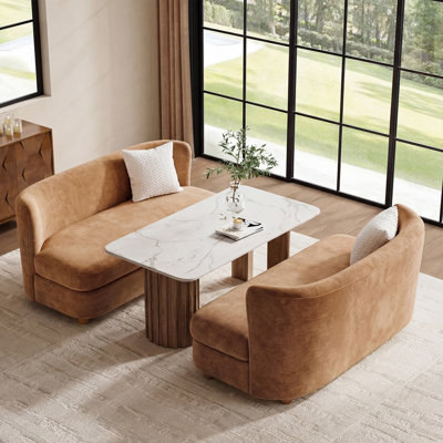 Greigh Modern Upholstered Boucle Curved Loveseat Sofa Set of 2