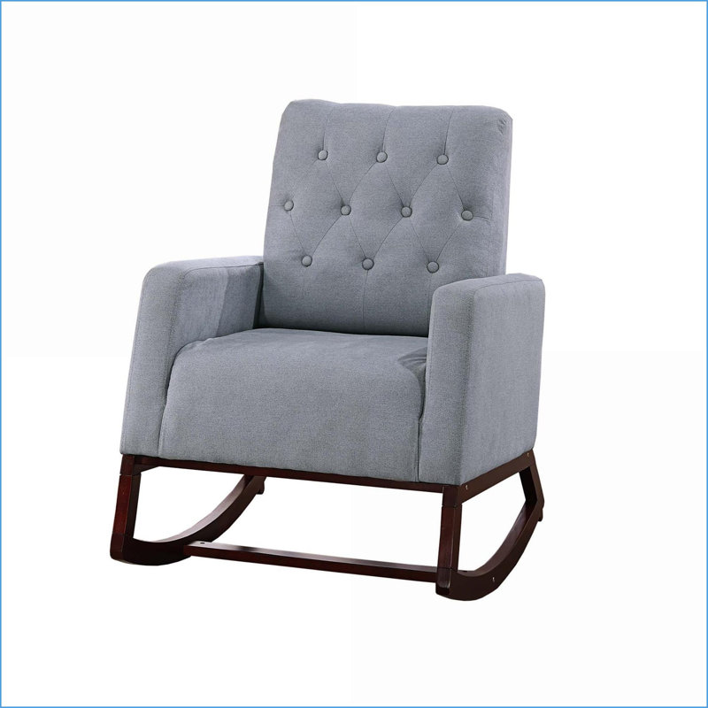Chaise berçante avec dossier capitonné | Chaise berçante rembourrée en tissu pour salon | Tissu | Dossier capitonné