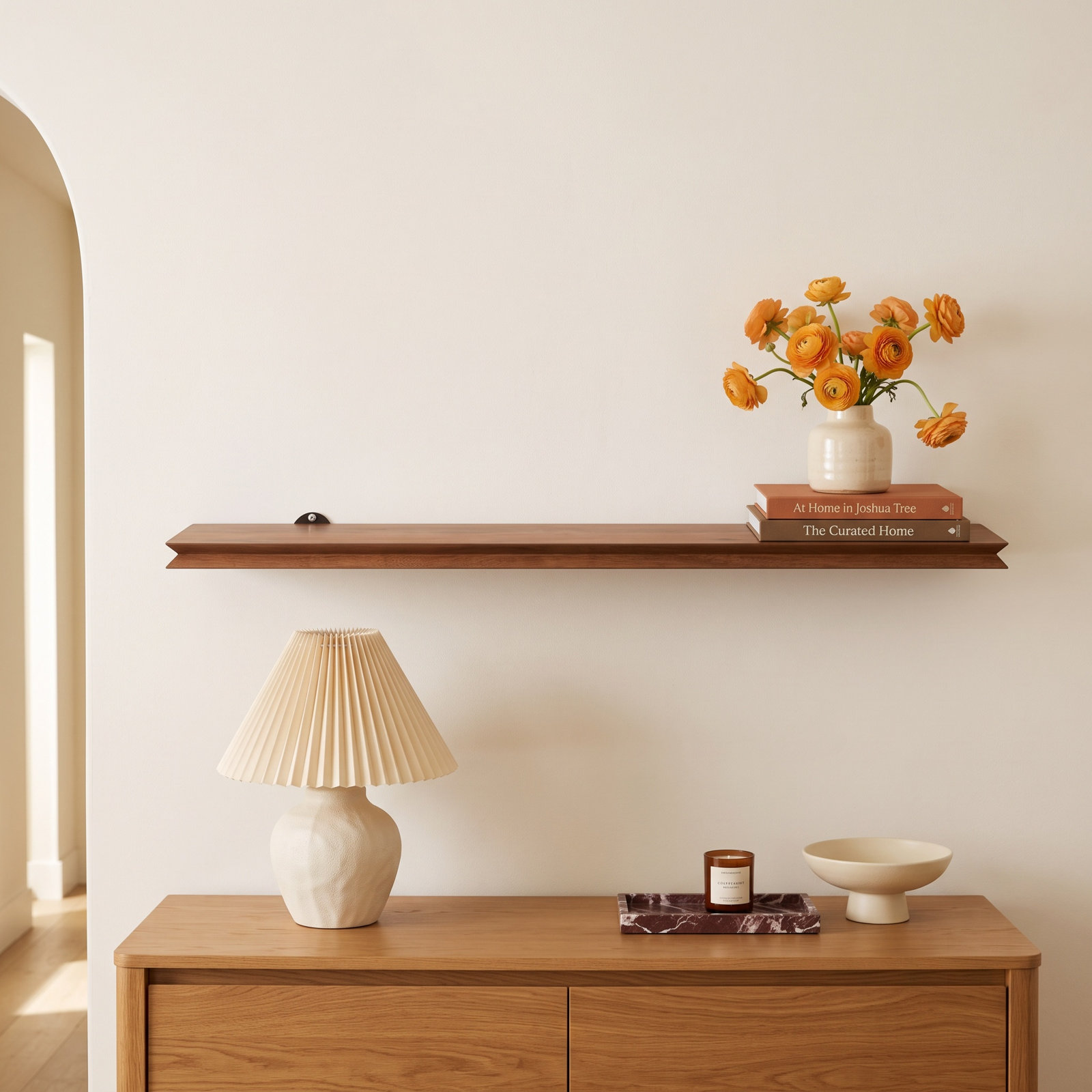 Irie Mango Wood Floating Shelf, 1'' H x 36'' W x 6'' D, Walnut