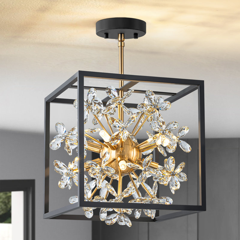 8 - Light Crystal Dimmable Semi Flush Mount