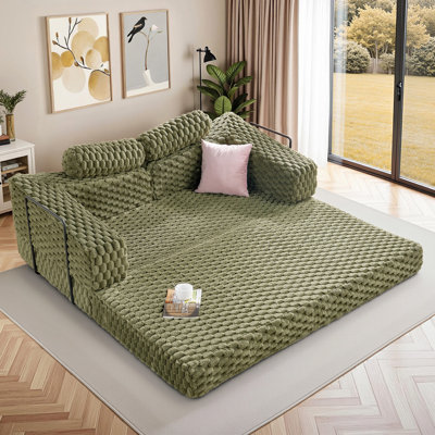 Convertible 2-In-1 Corduroy Folding Sofa Bed, 73†Wide Loveseat Sleeper For Apartments & Guest Rooms by Latitude Run