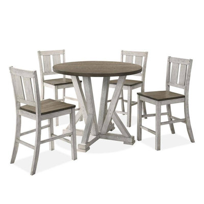 Antique White Rustic Style 1pc Counter Height Dining Table Two-tone Design Dining Room Furniture