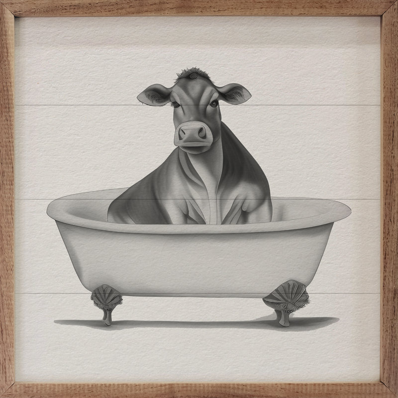Vache Jersey dans la baignoire, L 16 po x H 16 po