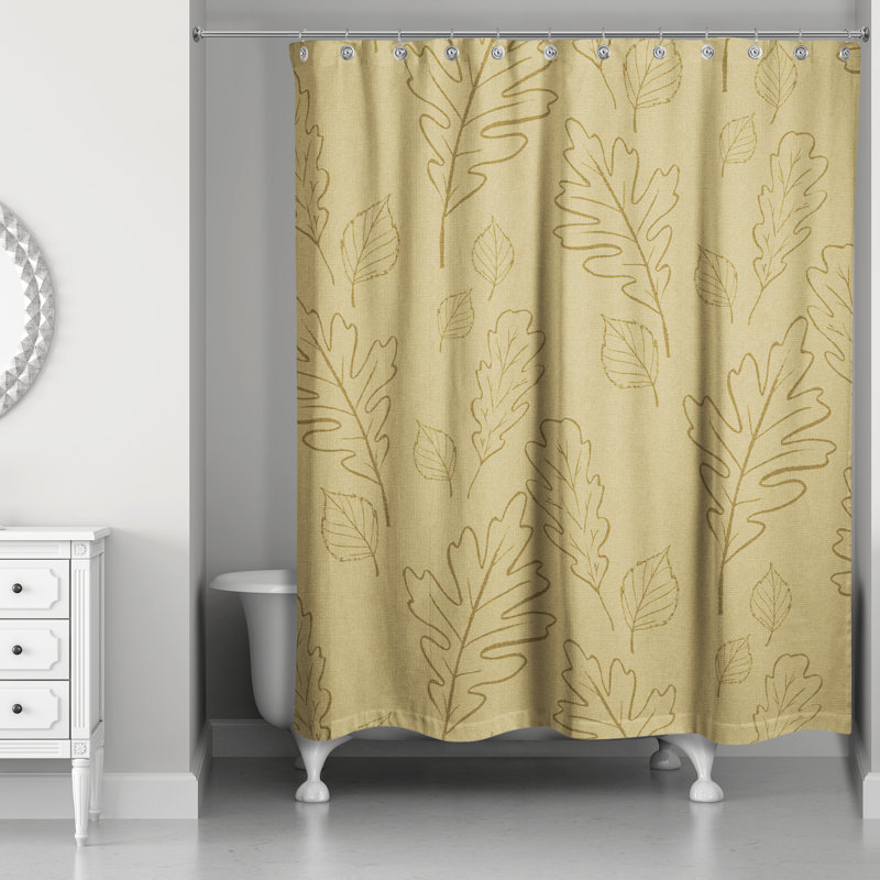 Rideau de douche simple à motif floral, Jaune