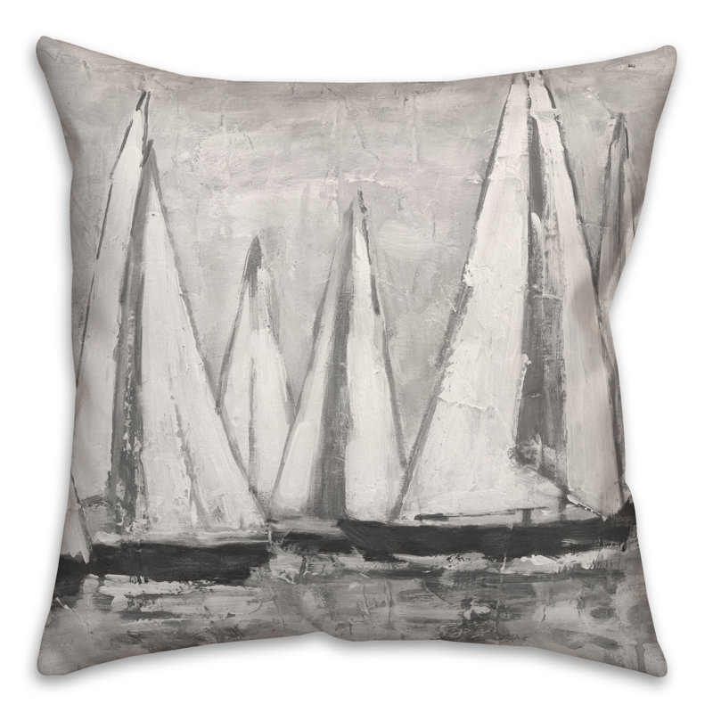 Painterly Outdoor Reversible Throw Pillow, Gray