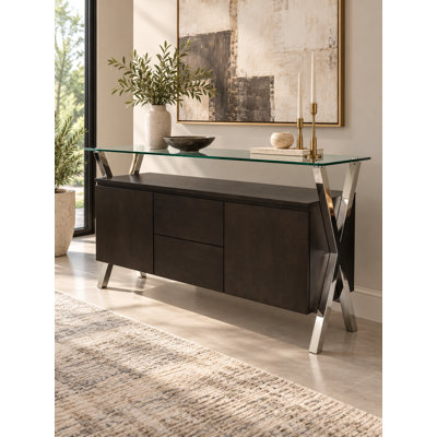     Pangea Home Beverly Modern Buffet Sideboard – Contemporary 2-Door, 2-Drawer Storage Cabinet with Espresso Wood Veneer Finish – Dining Room, Living Room, or Entryway Credenza