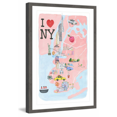 I Love NY Site Map - Reproduction de dessin de cadre photo