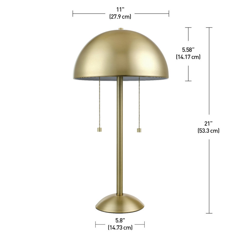 Brass Dome Shade 21" 2-Light Table Lamp