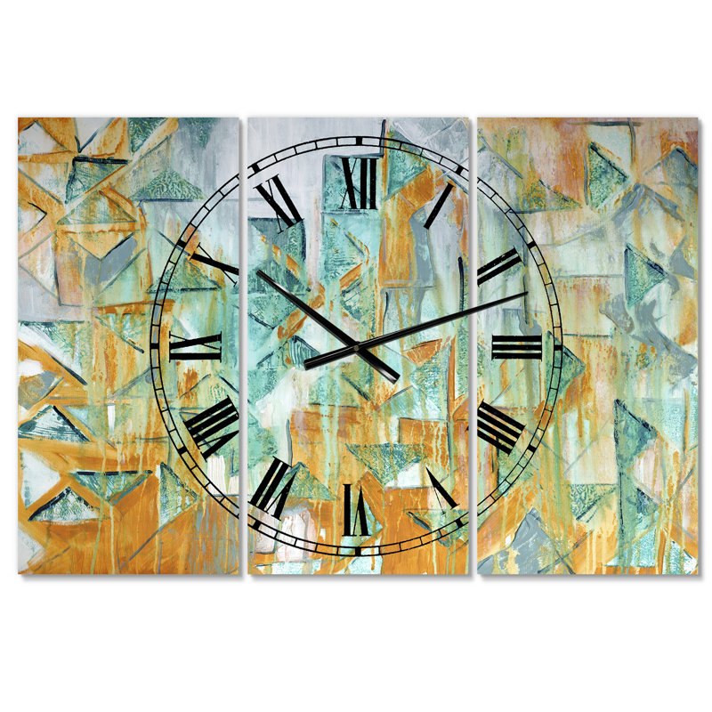 Horloge murale surdimensionnée à 3 panneaux Triangular Cascade