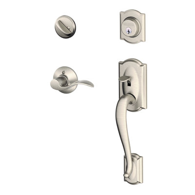 Ensemble de poignées Camelot avec pêne dormant, levier de porte décoratif et rosette