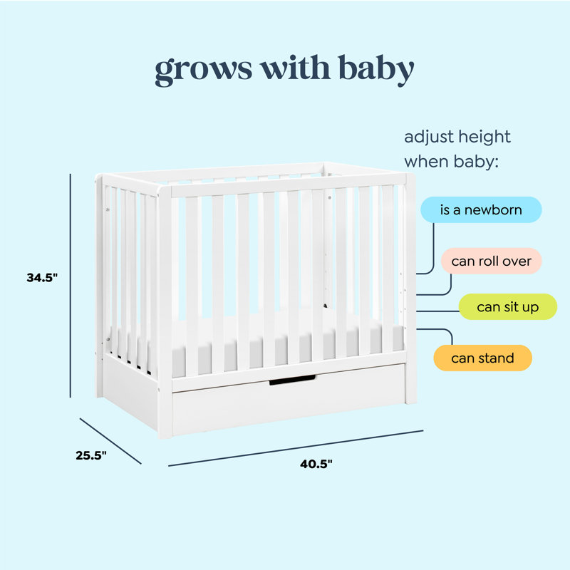 Lit de bébé convertible 4-en-1 Colby avec rangement, Blanc