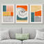 Abstrait bloc de couleurs vibrantes Mid-Century, paysage carré carré encadré sur toile, reproduction de 3 pièces-119385203-91260142