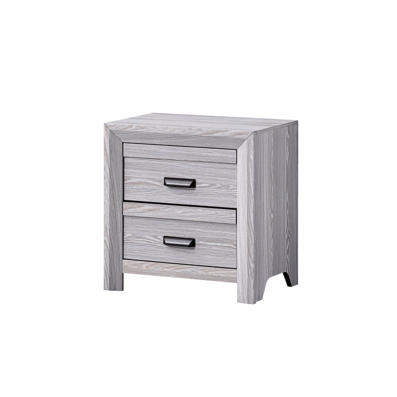 Table de chevet rustique grise à deux tiroirs, table de chevet décorative en bois, rustique, 2 tiroirs pour l'organisation et la commodité