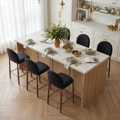 Tabourets de bar et de comptoir rembourrés H 27,36 po, ensemble de 6 chaises d'îlot de cuisine modernes avec structure en métal 