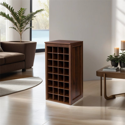 Chaniqua 32 Bottle Standard Wine Bottle Rack in Brown