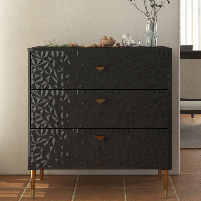 Commode en bois 3 tiroirs Bakke, Noir