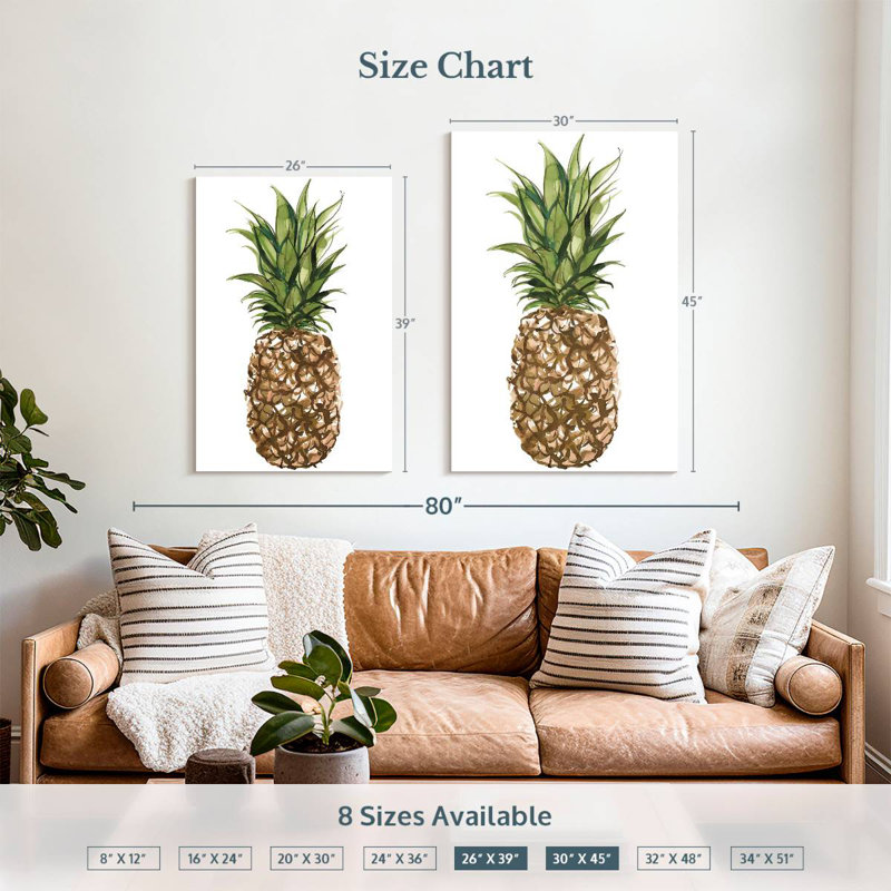 Yarlin, ananas, aquarelle, H 39 po x l 26 po