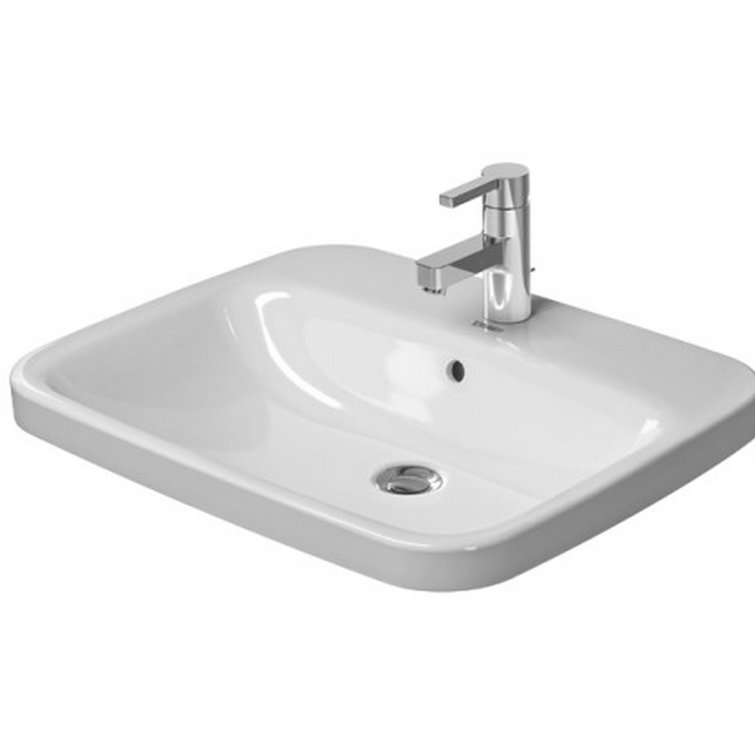 DuraStyle Ceramic Rectangular Vessel Bathroom Sink with Overflow