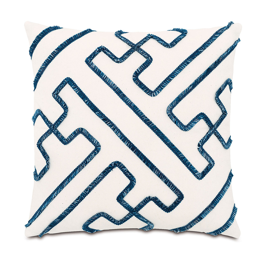 Indira Embroidered 100% Linen Throw Pillow Eastern Accents