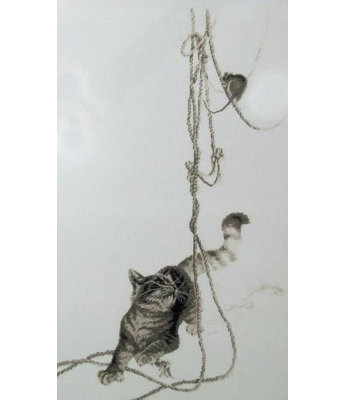Playing with the Mouse Counted Cross Stitch Kit by Alisena 1033A