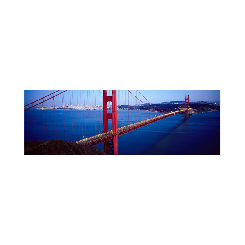 San Francisco Skyline Cityscape (Golden Gate Bridge) - Wrapped Canvas Panoramic Print, 30.48 cm H x 91.44 cm W x 1.91 cm D
