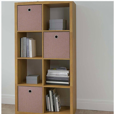 Smart Cube 8-Cube Organizer Storage with Opened Back Shelves,2 X 4 Cube Bookcase Book Shleves for Home, Office ,Walnut Color