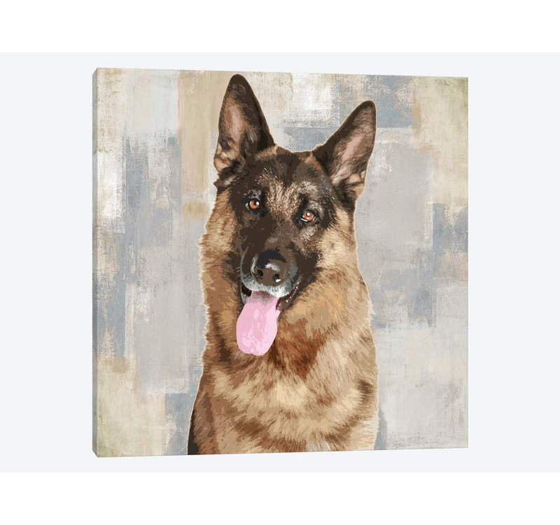 «German Shepherd», impression sur toile, H 12 po x l 12 po x P 0,75 po, Pas de tapis, Toile tendue