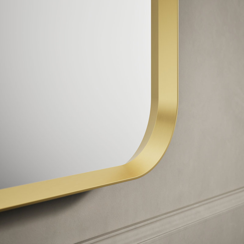Miroir de salle de bain mural, Doré brossé moderne, 36 po x 24 po