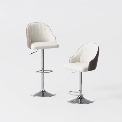 Vera - Ensemble de 2 tabourets de bar pivotants réglables en cuir Modern