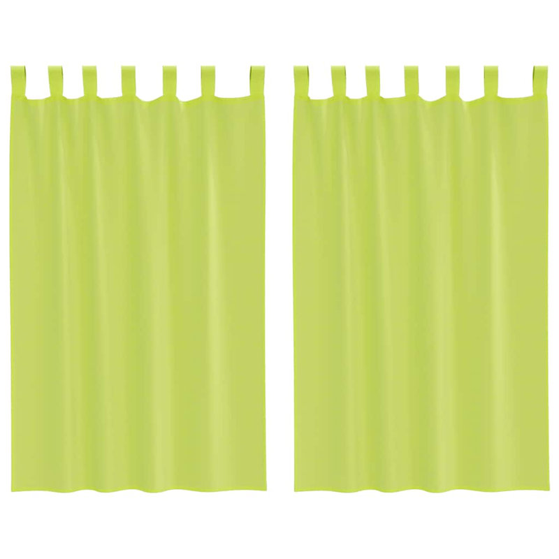 Voile Curtains With Tab Top 2 Pcs, Apple Green, 140cm Width x 175cm Drop