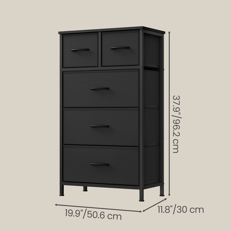 5 Drawer Storage Drawer, Black