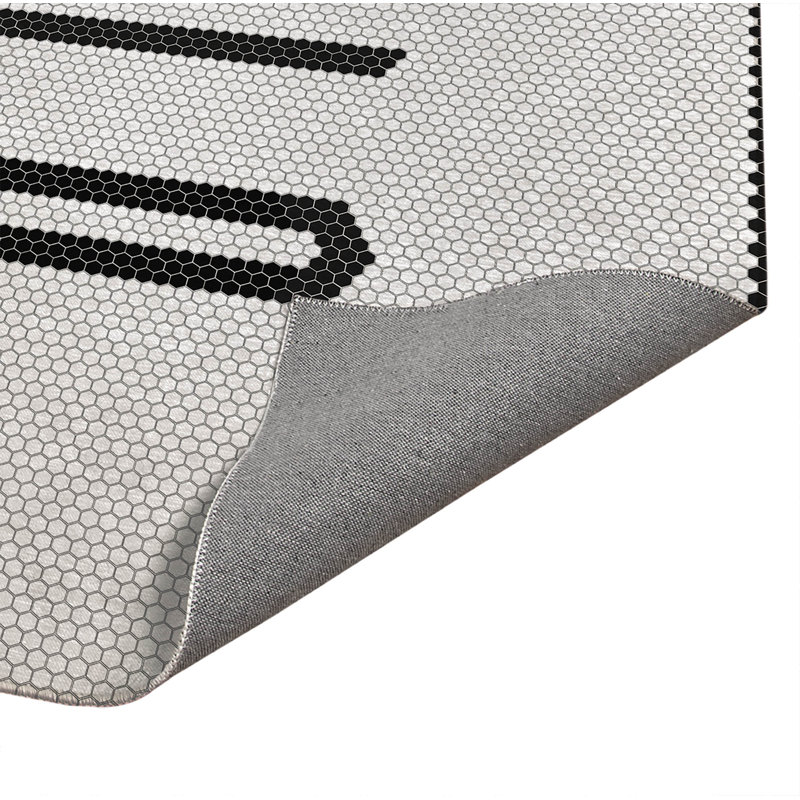 Tapis de cuisine Penny Tile Hello, Gris anthracite, Rectangulaire 2 pi x 3 pi