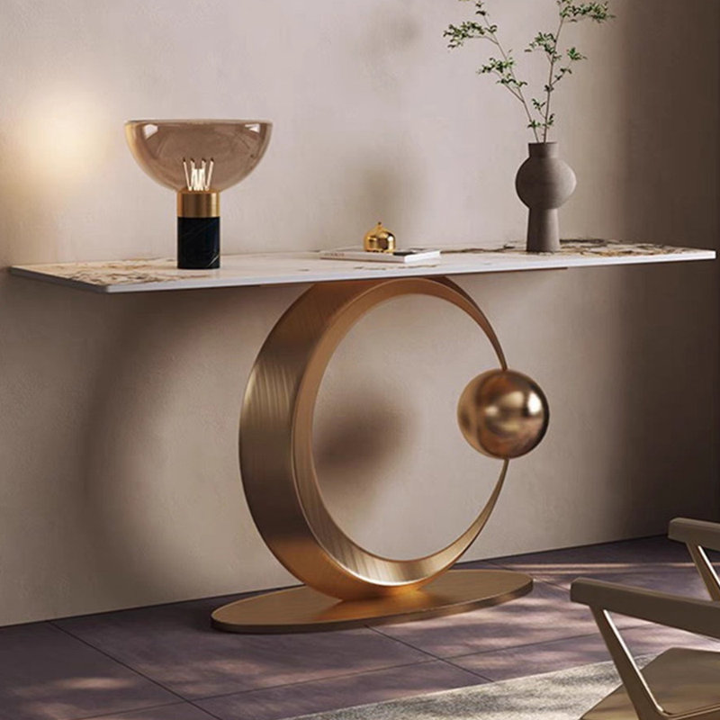 Console légère et luxueuse, H 33,5 po x l 55,1 po x P 13,8 po, Doré