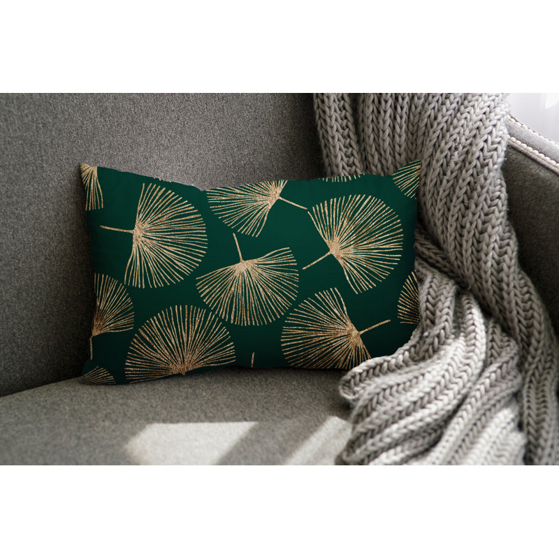 Coussin lombaire intérieur / extérieur Joba Dandilion, Émeraude / Or