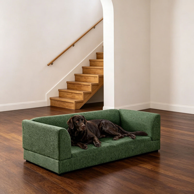 Comfortable Oversized Pet Sofa for Medium/Large Dogs - Modern Rectangular Design with Backrest, Armrests & Soft Cushion