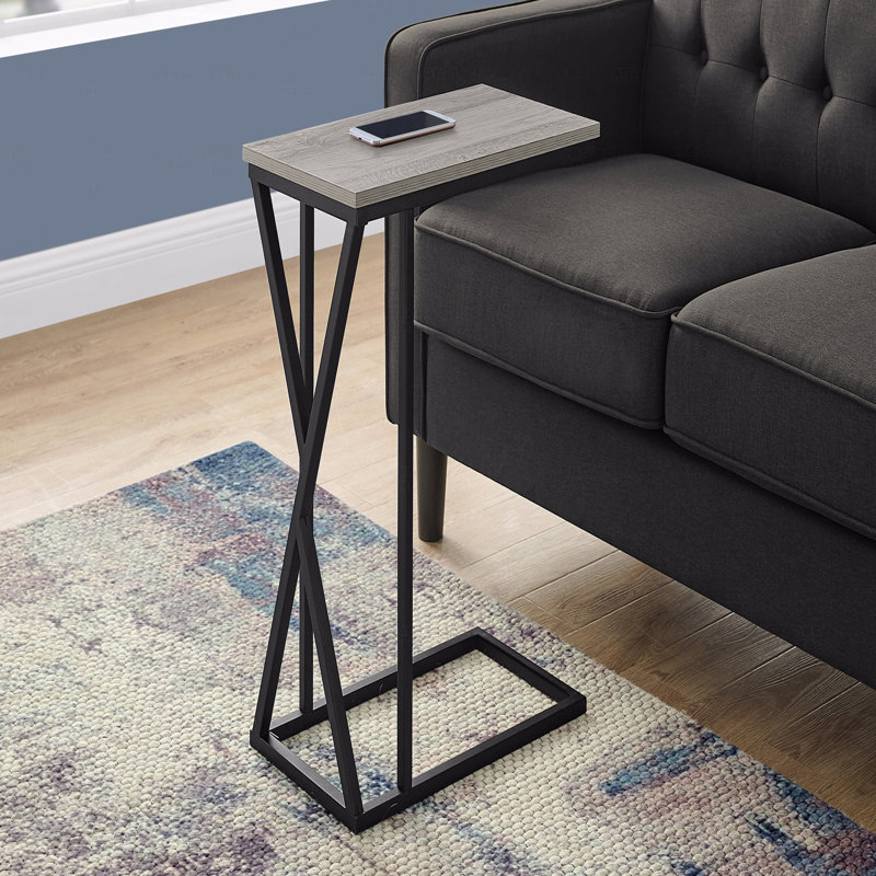 Table d'appoint, en forme de C, bout, côté, collation, stratifié, métal, contemporain, moderne, Gris