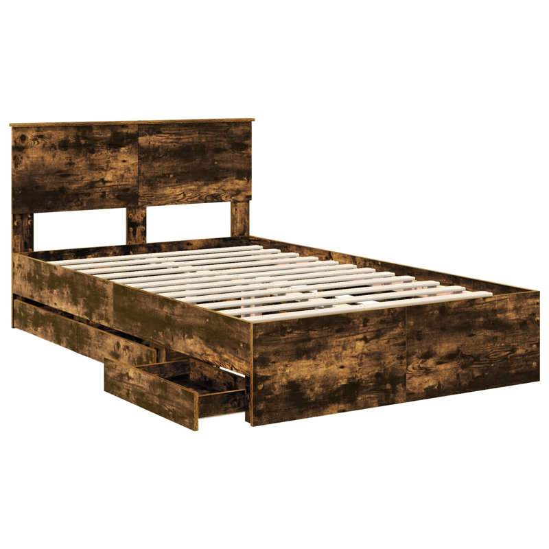 Bed, Small Double (4'), Smoked Oak