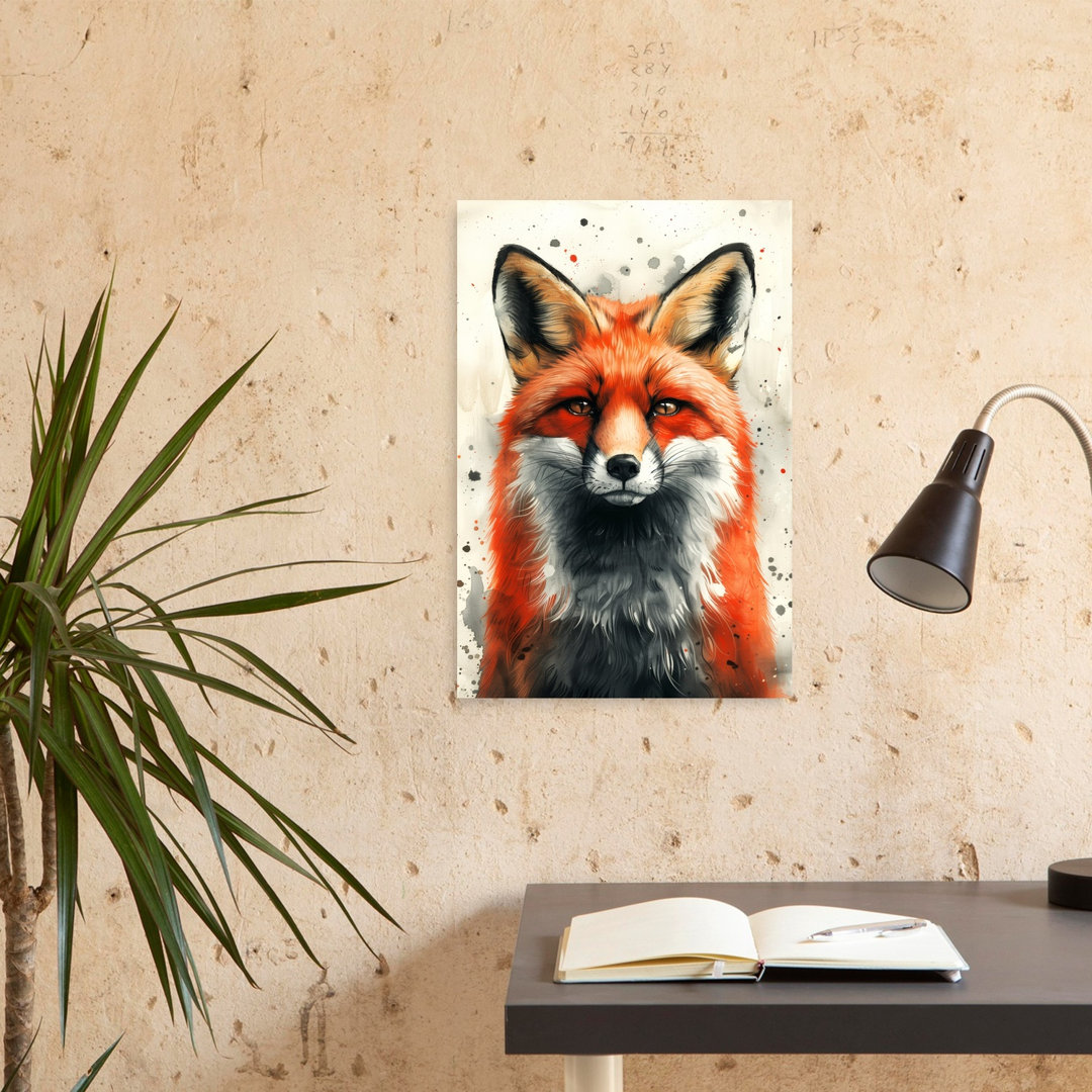 Watercolor Red Fox Portrait Abstract Vibrant Contemporary Fox Nature Portrait Wall Art Print
