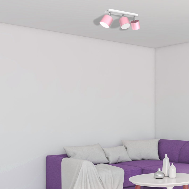 Semi Flush Mount, Pink/White