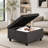 Large Square Storage Ottoman With Wooden Legs, Upholstered Button Tufted Coffee Table-1405375736