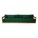 Hermosa 119" Wide Outdoor Teak Rectangle Patio Sofa with Cushions