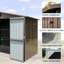 Unité de rangement extérieure en métal 8,2 pi x 6,2 pi - Portes de jardin à double verrouillage pour la cour arrière, évents, rouille, outil de rangement en acier brun pour