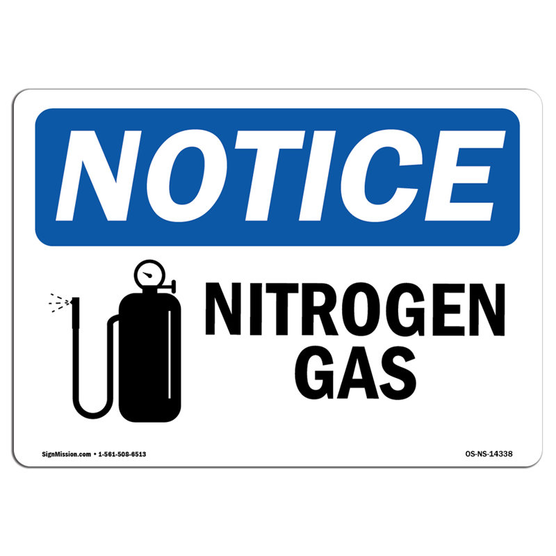 Enseignes de l'OSHA - Panneau d'azote à gaz avec symbole extrêmement durable Fabriqué aux États-Unis