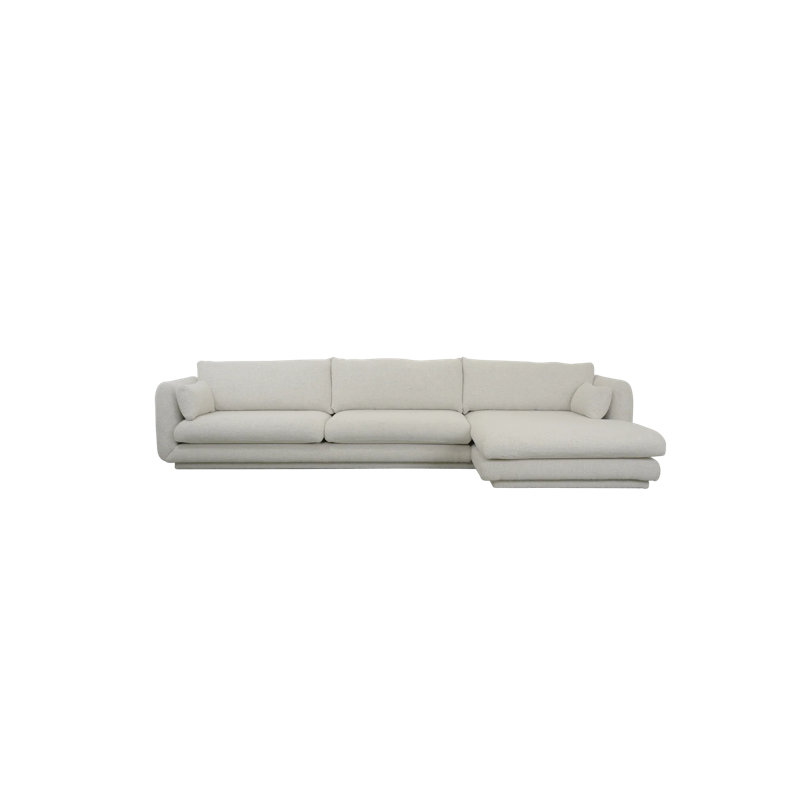 Bloom 3-Seater Sofa W/Chaise Lounge Left & Plinth, Sand Cane-line Lola, 29.6" H x 143.4" W x 67" D, Left Hand Facing