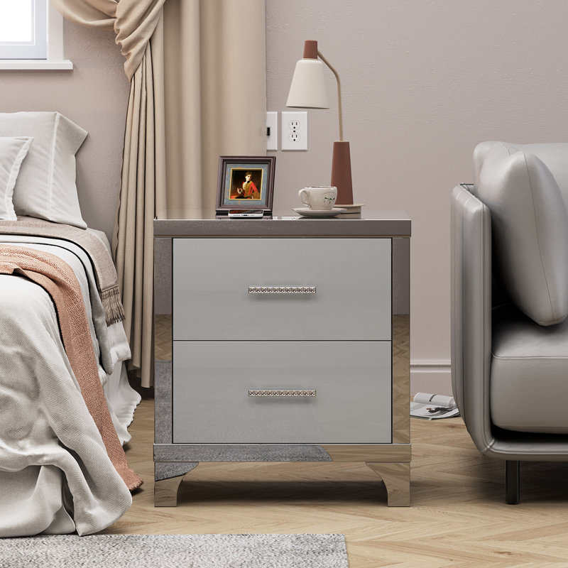 Table de bout avec rangement, Gris