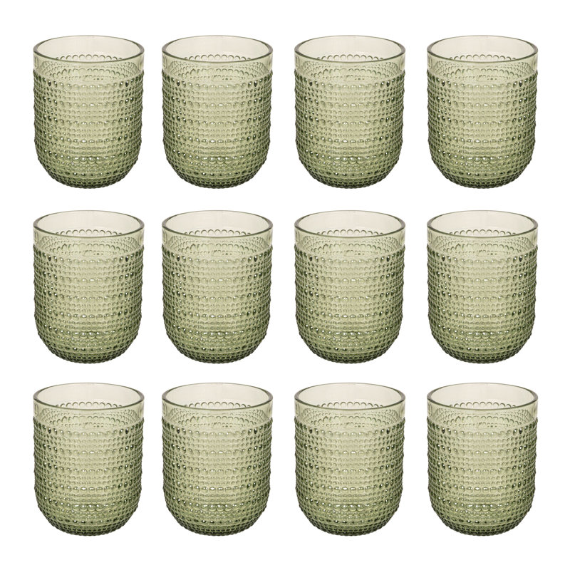 Verres ronds en verre à pois surélevés, Vert