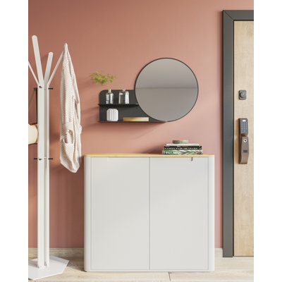 Metal Flat Wall Mirror with Shelves