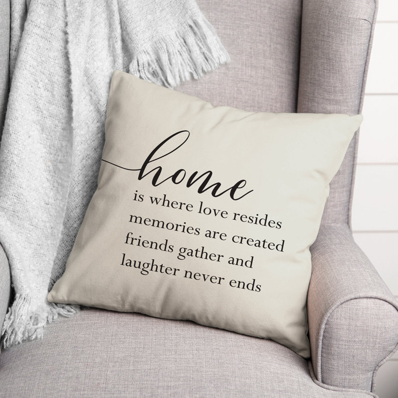La housse de coussin carrée extérieure « Home is where Love is », Blanc