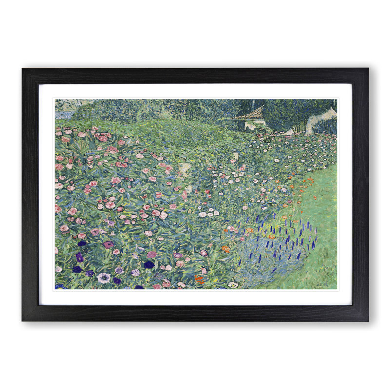 Italian Garden by Gustav Klimt - Picture Frame Painting, 27cm H x 36cm W x 2cm D, Black