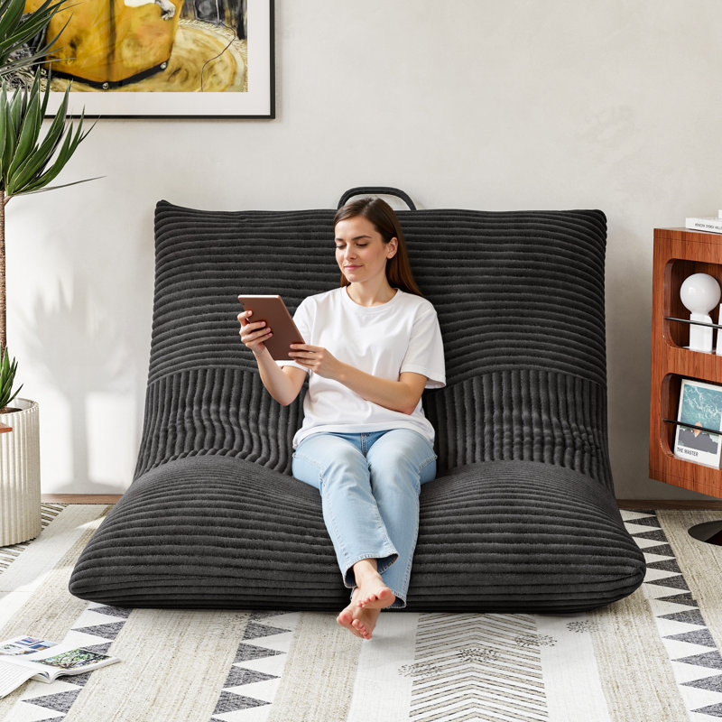 Adult Giant Bean Bag Chair, 3-in-1 Bean Bag Sofa, With Corduroy Cover Convertible Bean Bag Floor Cushion With Machine Washable Cover For Living Room